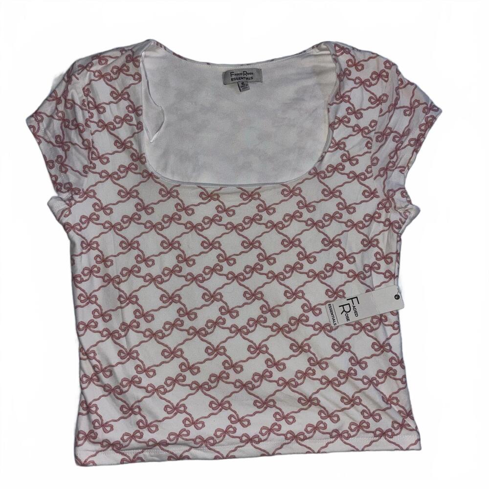Faded Rose Bow Cap Sleeve Top
